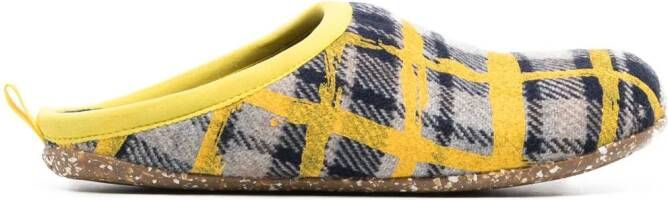 Camper Wabi grid-pattern wool slippers Blue