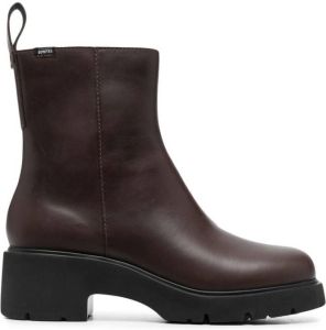 Camper zip-side leather boots Brown