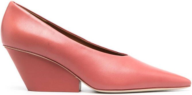 CamperLab pointed wedge heel pumps Red