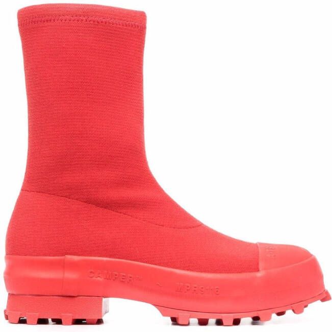 CamperLab Traktori stretch-knit high-ankle boots Red