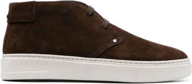Canali contrast-lace suede sneakers Brown