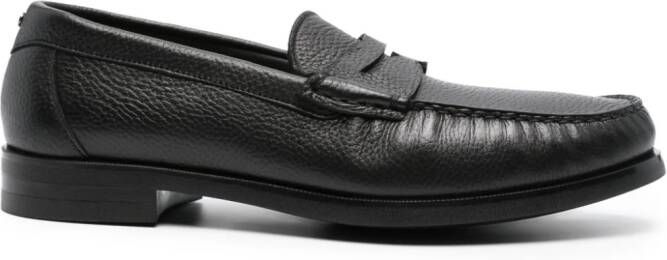 Canali grained-texture almond-toe loafers Black