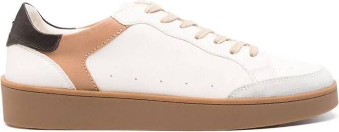 Canali perforated-detail leather sneakers Neutrals
