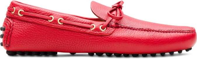 Car Shoe bow-detail driving loafers Red