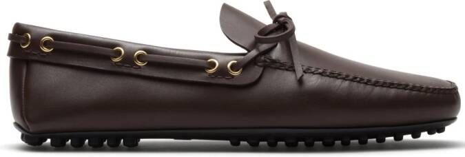Car Shoe bow-detail leather driving shoes Brown