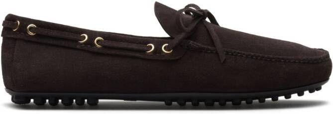 Car Shoe bow-detail suede driving shoes Brown