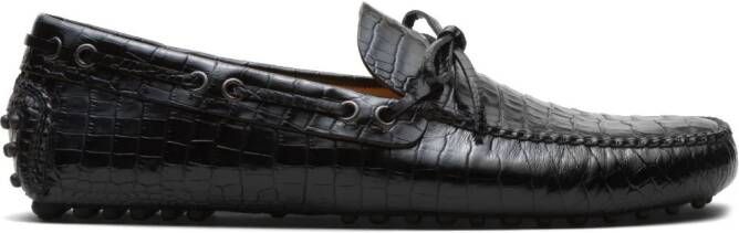 Car Shoe crocodile-effect leather loafers Black