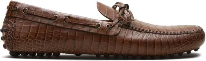 Car Shoe crocodile-effect leather loafers Brown
