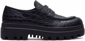 Car Shoe crocodile effect moccasins Black