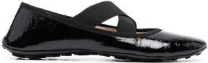 Car Shoe crossover-strap ballerina shoes Black