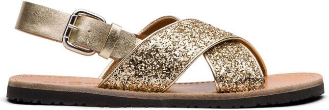 Car Shoe glitter-effect slingback sandals Gold