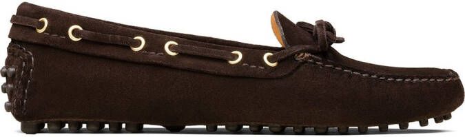 Car Shoe lace-up suede loafers Brown