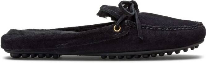 Car Shoe lace-up suede slippers Black