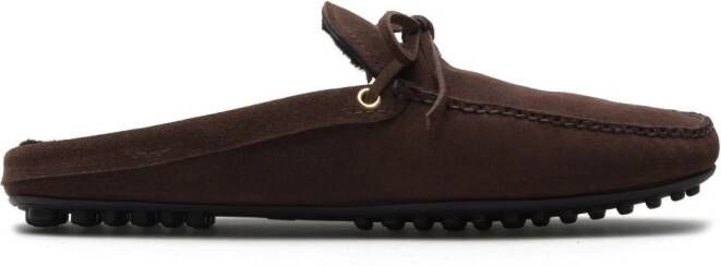 Car Shoe lace-up suede slippers Brown