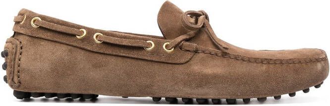 Car Shoe ridged suede loafers Brown