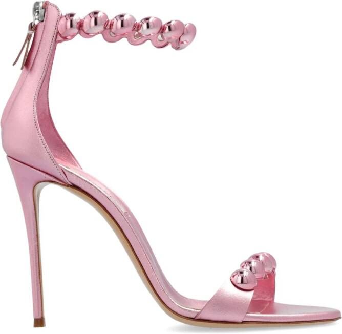 Casadei 100mm metallic leather sandals Pink
