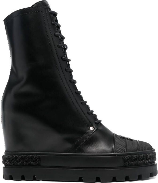 Casadei 120mm lace-up leather boots Black