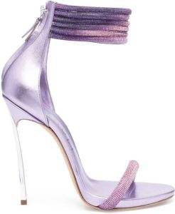 Casadei 130mm crystal-embellished leather sandals Purple