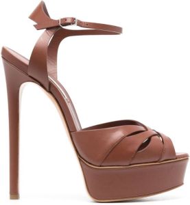 Casadei 140mm Floral Tiffany platform sandals Brown