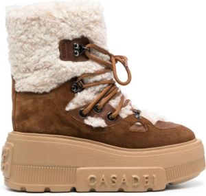 Casadei 75mm fleece ankle boots Brown