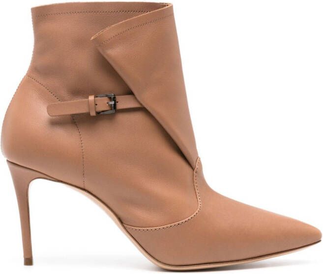 Casadei 85mm Julia Kate leather ankle boot Brown