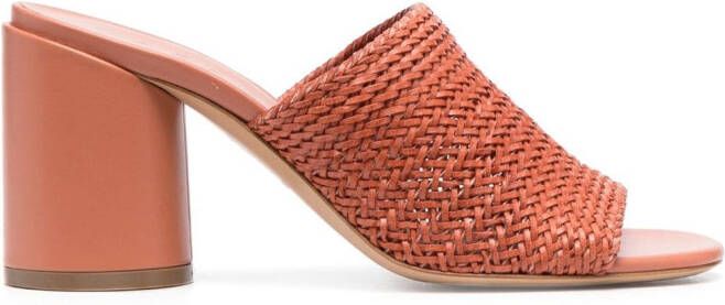 Casadei 90mm woven-detail leather mules Brown