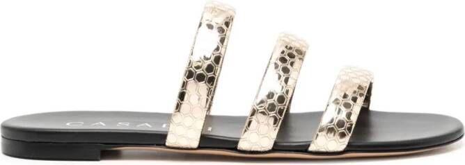 Casadei Atomium honeycomb-pattern flat sandals Gold
