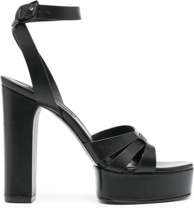 Casadei Betty 120mm leather platform sandals Black
