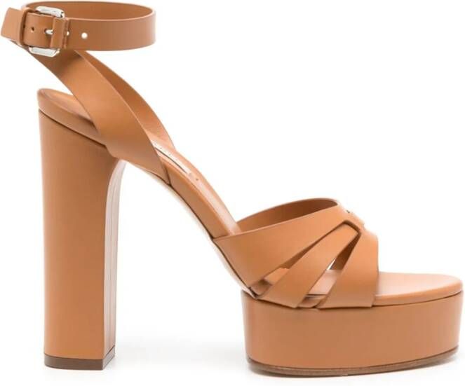 Casadei Betty 120mm platform leather sandals Brown