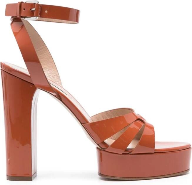 Casadei Betty 120mm platform leather sandals Orange