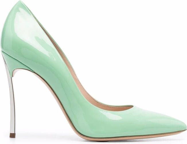 Casadei Blade 110mm leather pumps Green