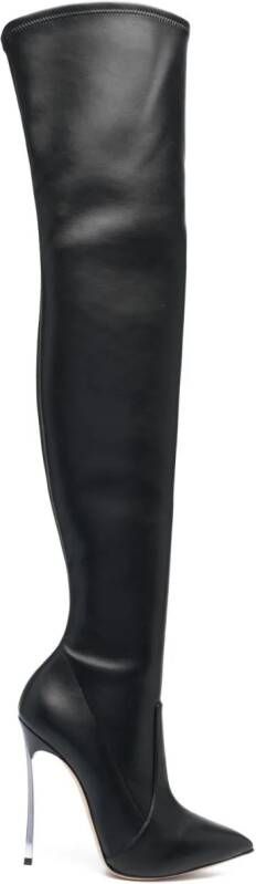 Casadei Blade 110mm thigh-high leather boots Black