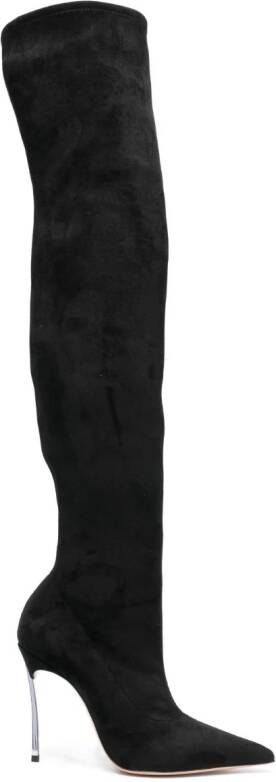 Casadei Blade 110mm thigh-high suede boots Black