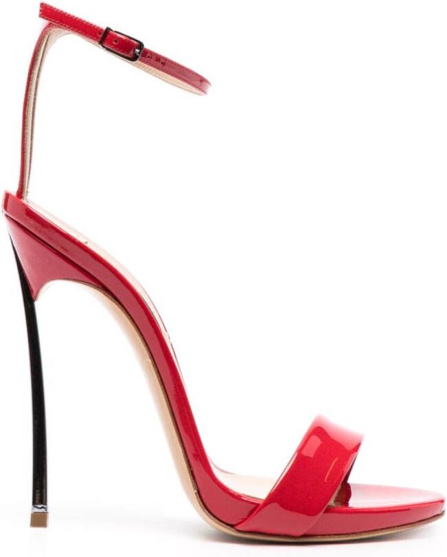 Casadei Blade 120mm patent-finish sandals Red