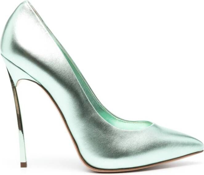 Casadei Blade Flash 130mm leather pumps Green