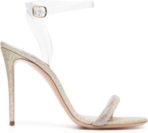 Casadei Blade Hollywood 100mm glitter sandals Gold