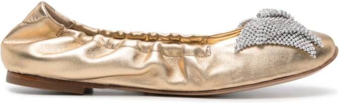 Casadei bow-detail metallic ballerina shoes Gold