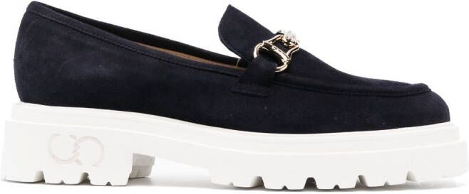 Casadei buckle-detail suede loafers Blue