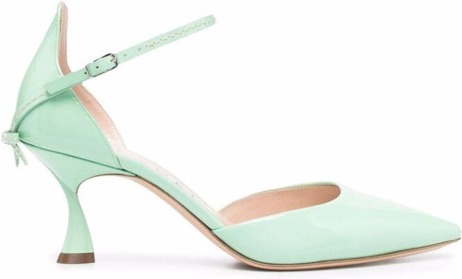 Casadei buckle-fastening pointed leather pumps Green