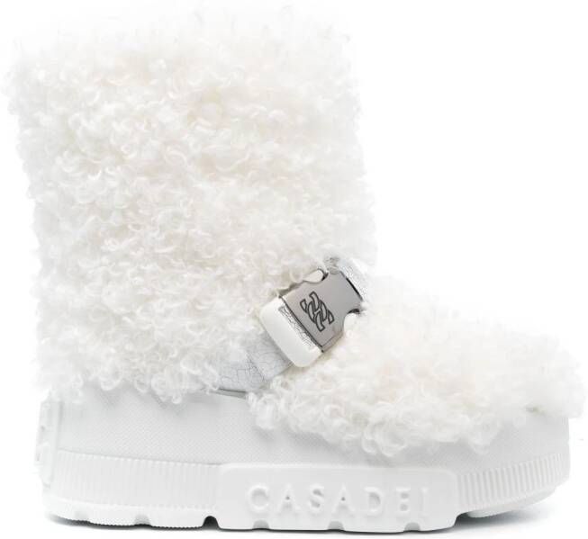 Casadei buckled faux-fur boots White