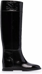 Casadei C-Chain knee-length leather boots Black