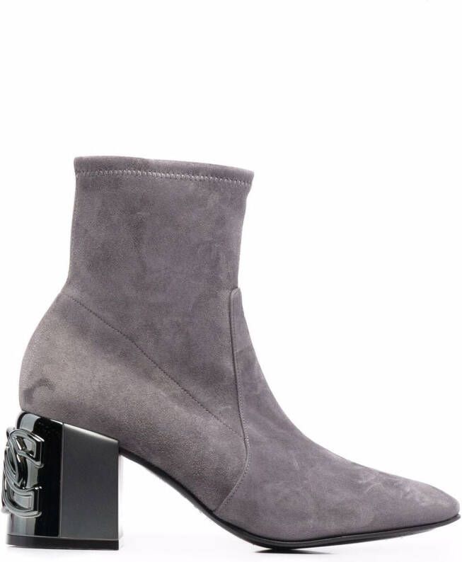 Casadei C-Chain suede ankle boots Grey
