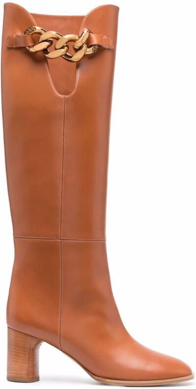 Casadei chain-detail leather boots Neutrals