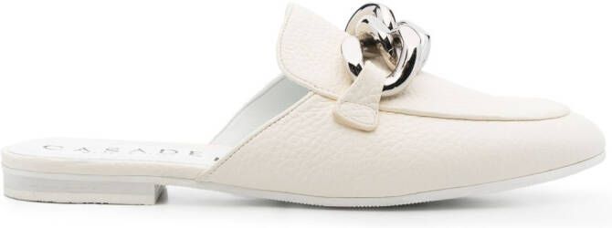 Casadei chain-detail leather slippers White