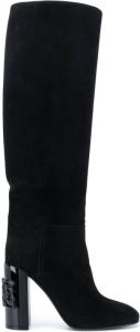 Casadei chain link detail knee-high boots Black