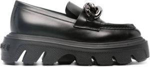 Casadei chain-link leather loafers Black