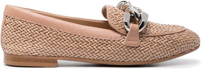 Casadei chain-link woven loafers Neutrals