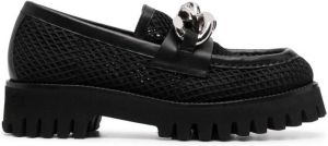 Casadei chain-trim leather loafers Black