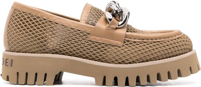 Casadei chain-trim mesh loafers Neutrals