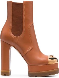 Casadei contrast-toe platform boots Brown